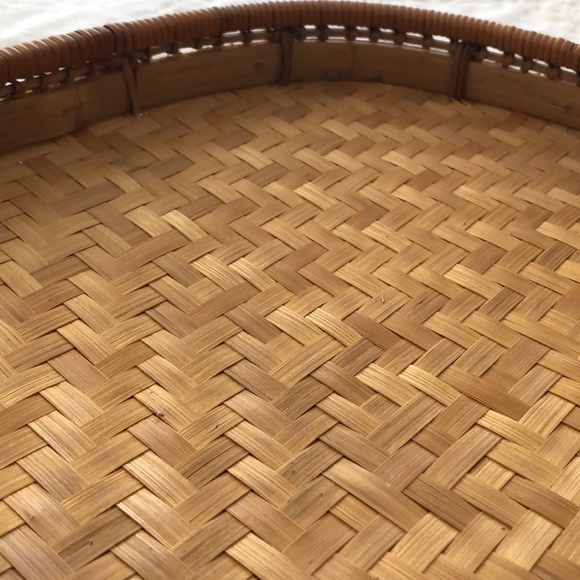 Boho Rattan Natural Wicker Wood tray Wall Hanging - Picture 8 of 12